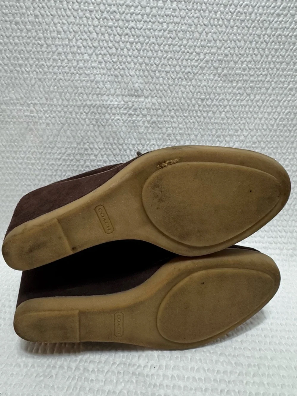 Coach Women's Suede Wedge Ankle Booties - Dark Brown lace up